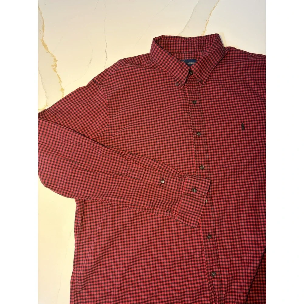 Polo Ralph Lauren Buffalo Plaid Button Down Shirt Men 2XL Red Black Long Sleeve